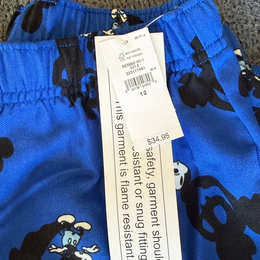 NWT Gap × Disney Kids Recycled Flannel Halloween PJ Set, active blue